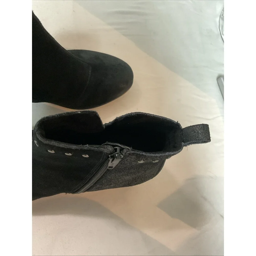 Suede Black Boots Womens‎ Sz 6 (37) Dry Tex Waterproof Pull On Side Zip Leather